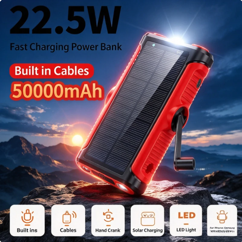 50000mAh 태양광 충전식 보조 배터리, 22.5W - Solar Emergency Charger 리뷰 및 가격