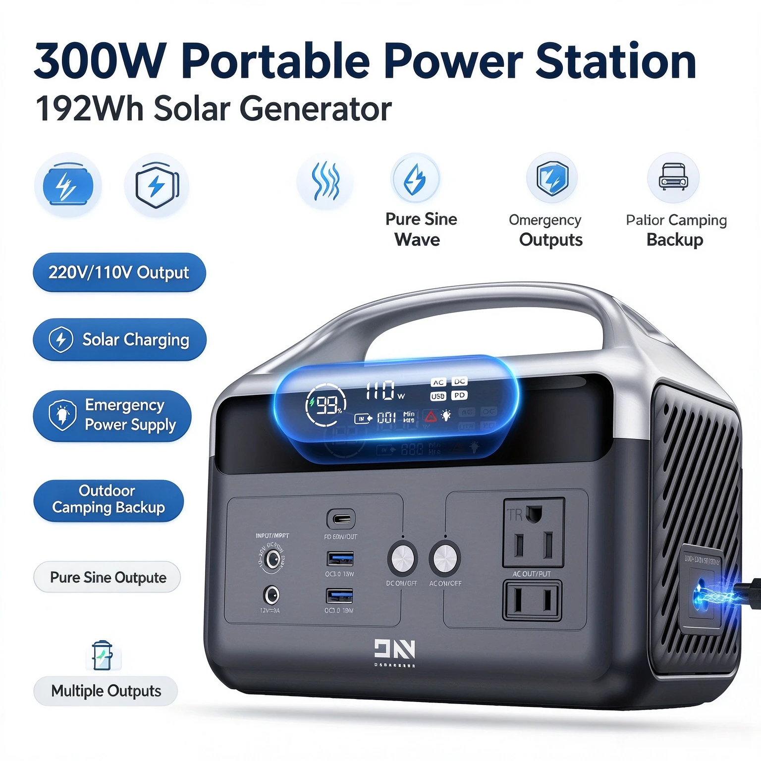 300W 휴대용 전력 공급 장치, 192Wh 용량, 1 - Solar Emergency Charger 리뷰 및 가격